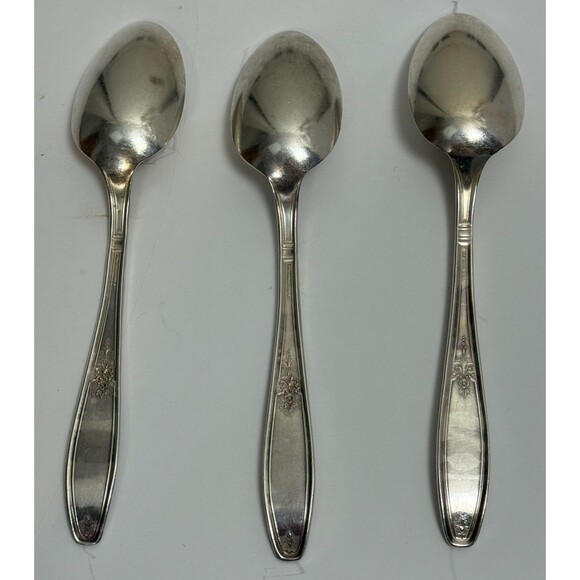 Lot 3 1847 Rogers Bros Silver Plated Serving Spoons Victorian Vintage Flatware‎ - Picture 3 of 5